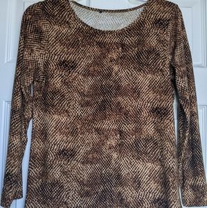 Rafaella animal print blouse long sleeve top size S